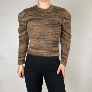 NAADAM Space Dyed Sweater Pleated Shoulders Knit Luxe Alpaca Wool Blend Pullover